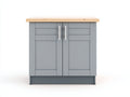 Buffet - Bois MDF-Bois massif - 94x61x87 cm - Gris-Bois naturel - style moderne cuisine