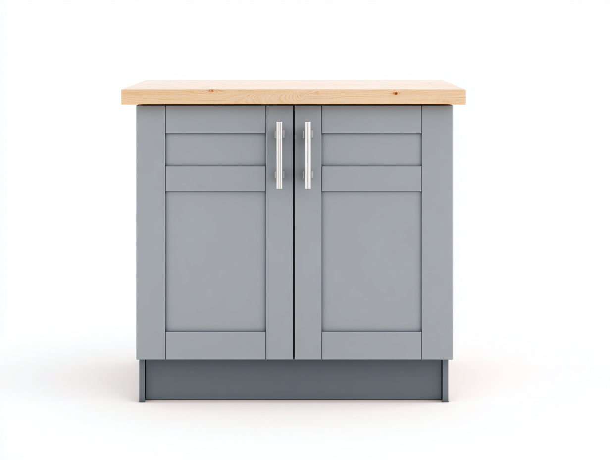 Buffet - Bois MDF-Bois massif - 94x61x87 cm - Gris-Bois naturel - style moderne cuisine