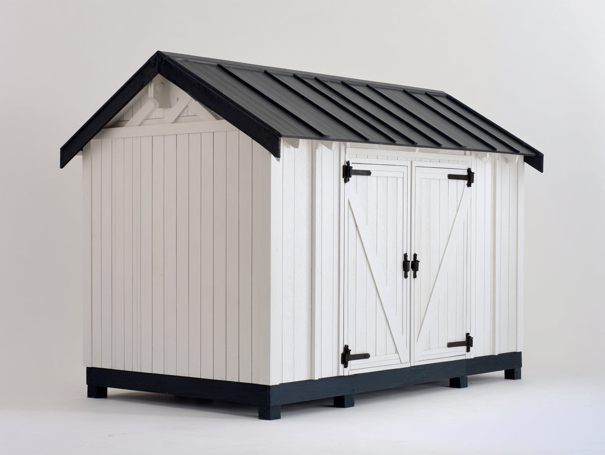 Abri de jardin-Bois-Métal-240x200x225 cm-Blanc-Noir-Style moderne