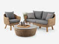 Canapé de jardin - Résine tressée-Tissu - 190x85x82 cm - Marron naturel-Gris foncé - Ensemble de jardin style naturel