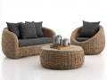 Canapé de jardin - Résine tressée-Tissu - 185x85x82 cm - Marron naturel-Gris foncé - Ensemble de jardin style naturel