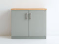 Buffet - Bois MDF-Bois massif - 98x64x88 cm - Gris-Bois naturel - style moderne cuisine