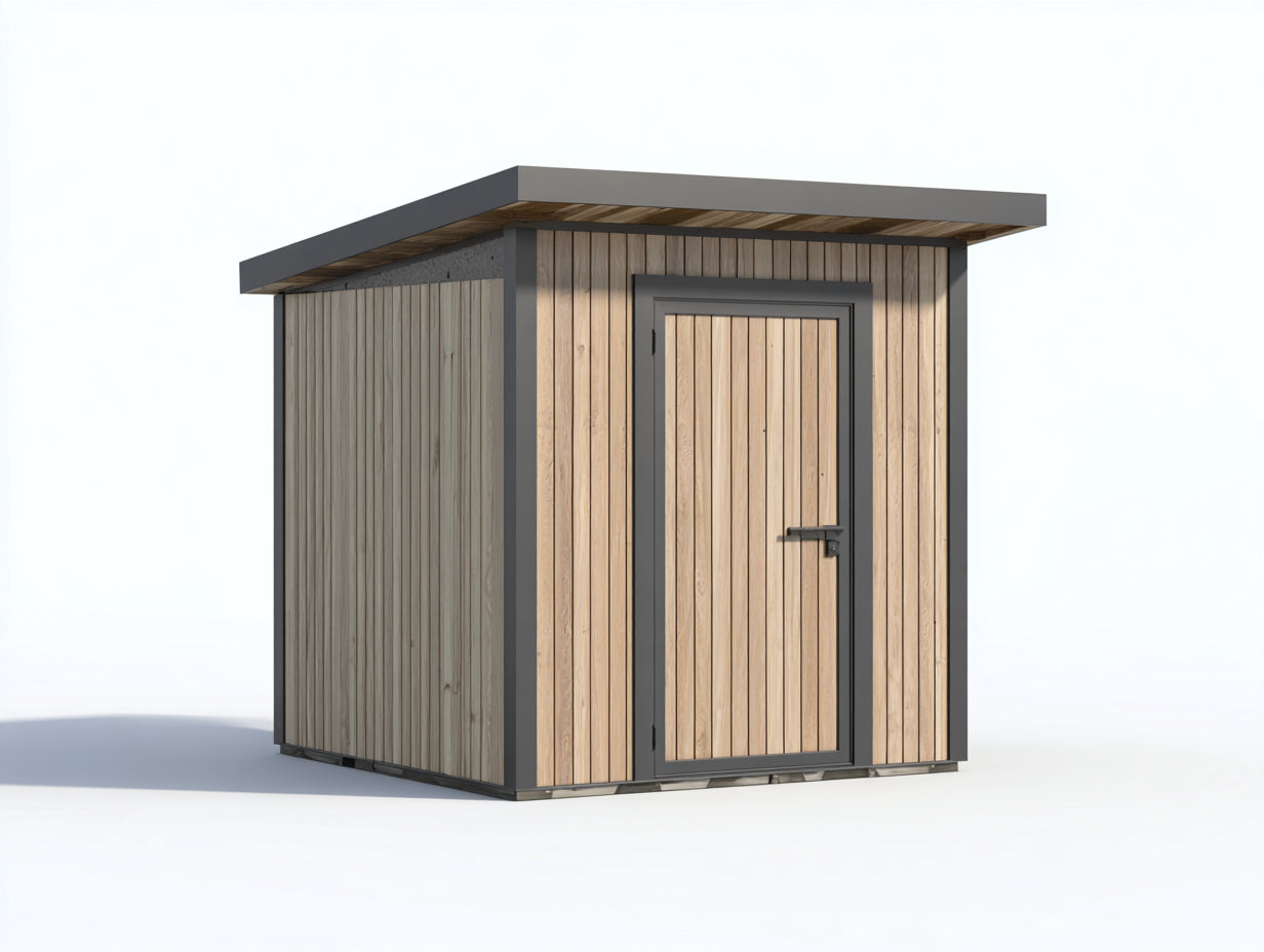 Abri de jardin-Bois-Métal-245x185x225 cm-Bois-Gris-Noir-Style moderne