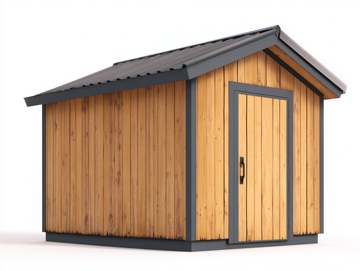 Abri de jardin-Bois-Métal-230x190x225 cm-Bois-Bleu-Gris-Noir-Style moderne