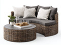 Canapé de jardin-Résine tressée-Tissu-185x95x78cm-Gris foncé-Naturel-Design contemporain