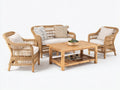 Canapé de jardin - Résine tressée-Tissu-Bois - 178x82x88 cm - Marron naturel-Blanc cassé - Ensemble de jardin style naturel