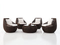 Canapé de jardin - Résine tressée-Tissu - 88x84x80 cm - Marron foncé-Blanc cassé - Ensemble de jardin style contemporain