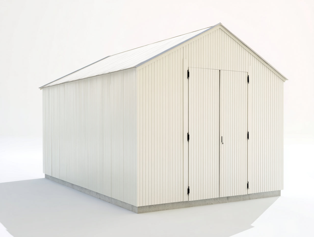 Abri de jardin-Métal-320x260x240 cm-Blanc-Gris-Style moderne