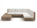 Canapé de jardin - Bois-Tissu - 285x210x72 cm - Bois naturel-Blanc cassé - Style contemporain