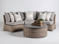 Canapé de jardin-Résine tressée-Tissu-240x240x72cm-Gris clair-Naturel-Design moderne