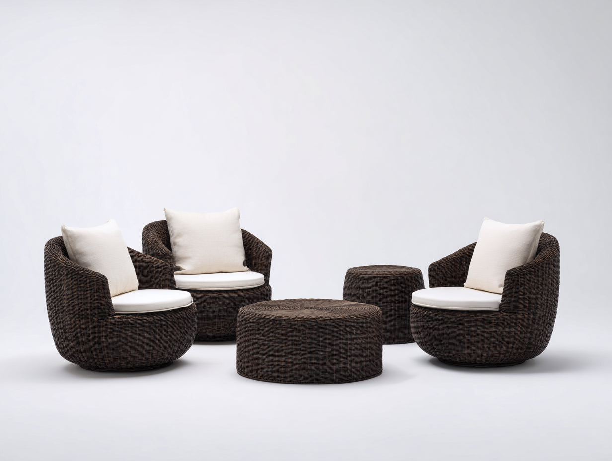 Canapé de jardin-Résine tressée-Tissu-95x88x78cm-Beige clair-Marron foncé-Design contemporain
