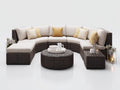 Canapé de jardin-Résine tressée-Tissu-320x260x84cm-Beige clair-Marron foncé-Design contemporain
