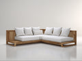 Canapé de jardin - Bois-Tissu - 260x260x70 cm - Bois naturel-Blanc cassé - Style contemporain