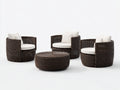 Canapé de jardin - Résine tressée-Tissu - 95x88x82 cm - Marron foncé-Blanc cassé - Ensemble de jardin style contemporain