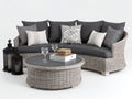 Canapé de jardin-Résine tressée-Tissu-220x95x80cm-Gris foncé-Gris clair-Design contemporain