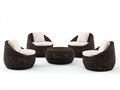 Canapé de jardin - Résine tressée-Tissu - 90x84x79 cm - Marron foncé-Blanc cassé - Ensemble de jardin style contemporain