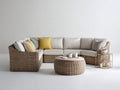 Canapé de jardin-Résine tressée-Tissu-280x210x82cm-Beige clair-Naturel-Design contemporain