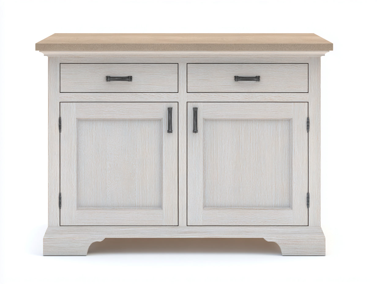 Buffet - Bois MDF-Bois massif - 110x62x88 cm - Bois clair-Blanc vieilli - style moderne classique