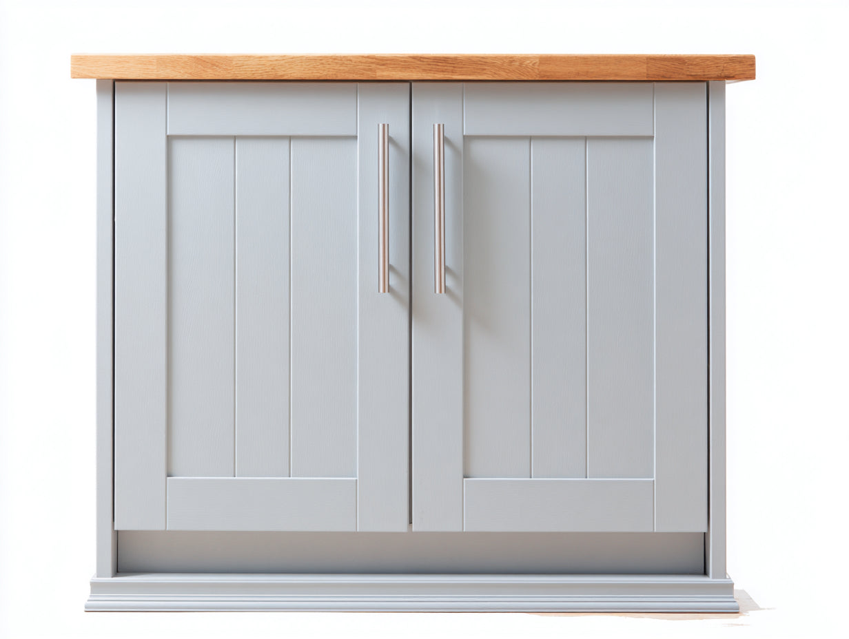 Buffet - Bois MDF-Bois massif - 98x62x88 cm - Gris-Bois naturel - style moderne minimaliste