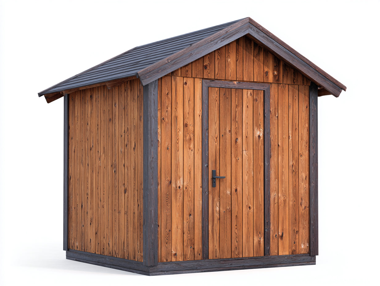 Abri de jardin-Bois-Métal-240x200x220 cm-Bois-Gris-Marron-Style moderne