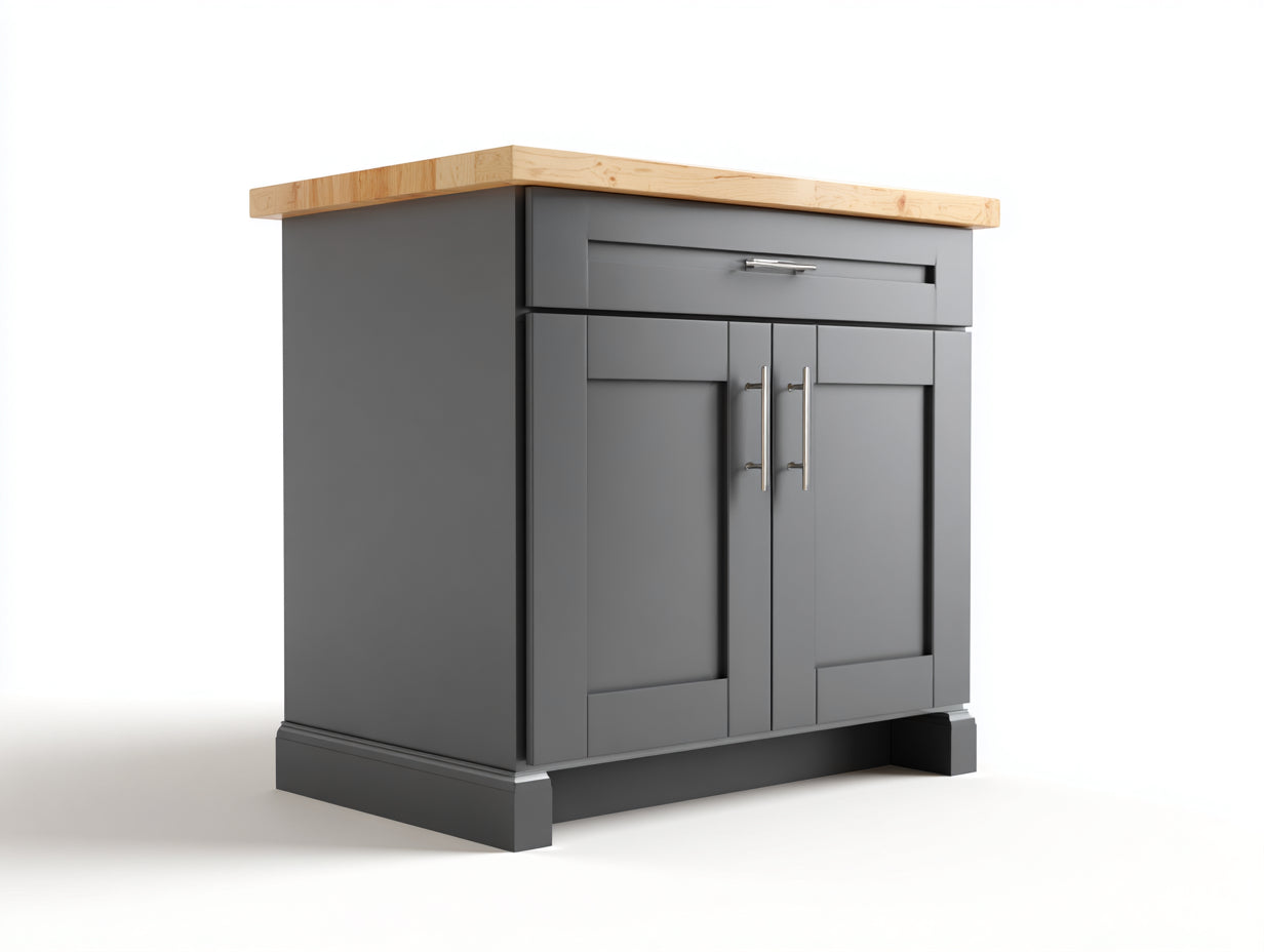 Buffet - Bois MDF-Bois massif - 96x64x89 cm - Gris-Bois naturel - style moderne fonctionnel
