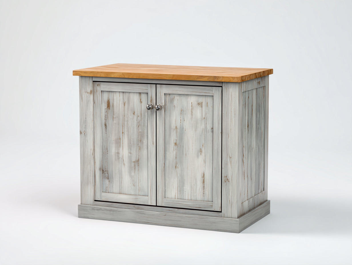 Buffet - Bois MDF-Bois massif - 108x63x88 cm - Bois vieilli-Bois naturel - style rustique moderne